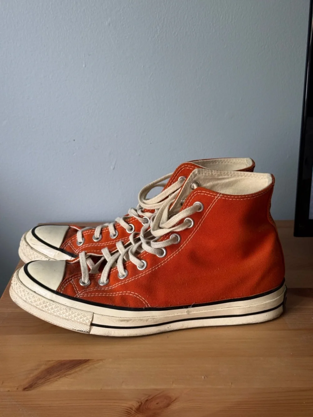 Converse High Top Sneakers in Orange and Cream - Picture 3 of 4